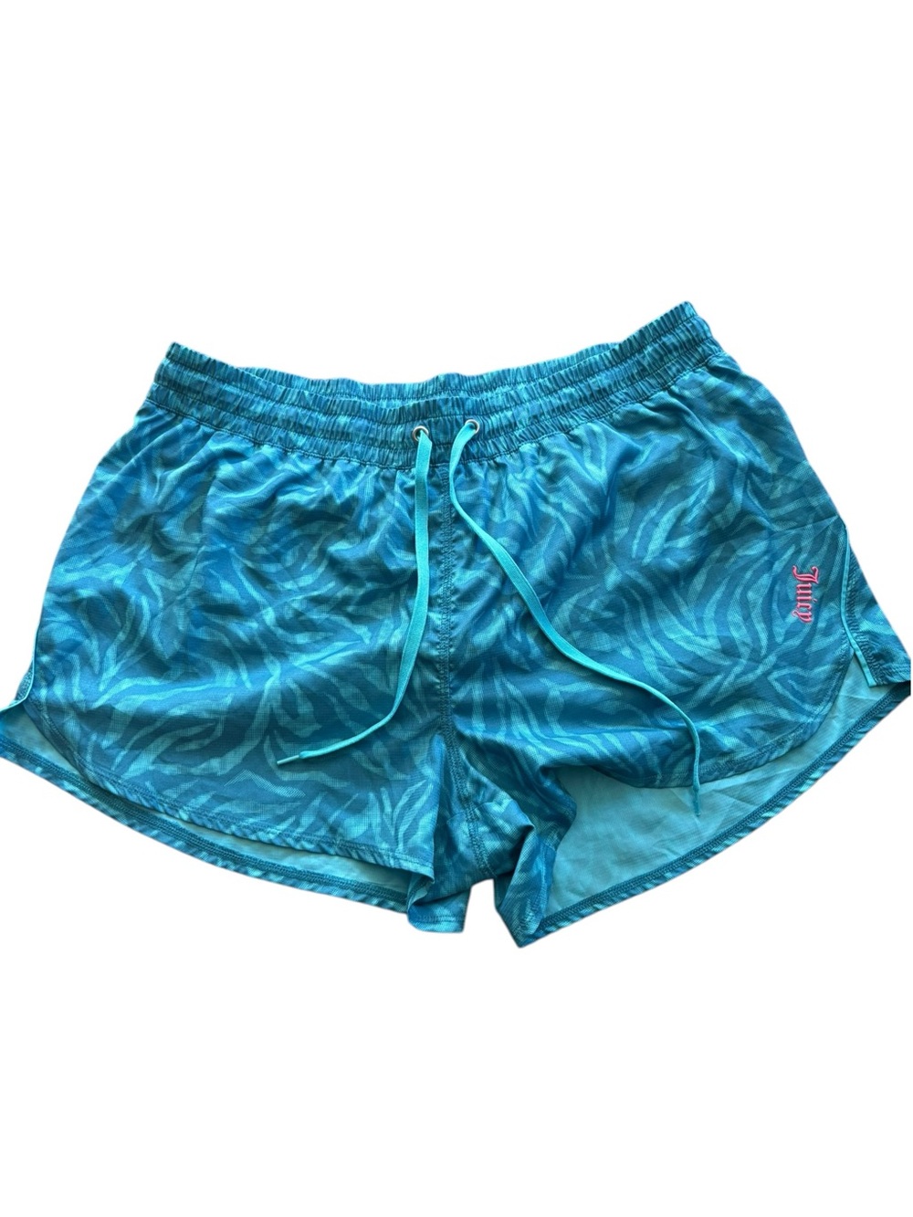 Juicy Couture Sport XL Blue Zebra Print Running Shorts Y2K Activewear